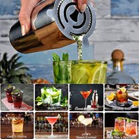 Ensemble de bar à cocktails professionnel personnalisé de 7 pièces avec support en bambou, kit de barman en acier inoxydable, outils de bar