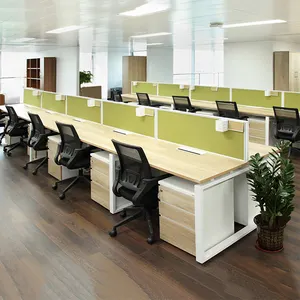 Stasiun Kerja Kantor Modular Partisi Kustomisasi Pabrik Staf Open Benching Staf Workstation