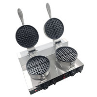 Four à gaufres et machine à muffins professionnels à double tête, design à carreaux, avec garantie d'un an pour la restauration et l'hôtellerie