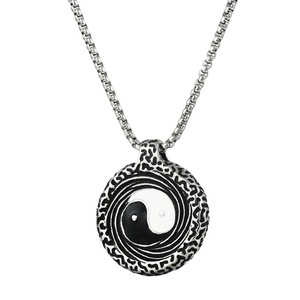 Collar yunnique de acero de titanio con colgante redondo de Tai Chi Yin Yang Bagua, cadena de 60cm, joyería de moda - Product Image 5
