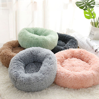 Lits pour animaux de compagnie lavables en forme de beigne, ronds, moelleux, en fausse fourrure, grand lit pour chat et chien pour une utilisation en intérieur et en extérieur