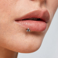 Anting-anting stud bibir tri-bead berulir dalam, baja tahan karat, perhiasan tubuh minimalis untuk helix, tragus, lobe, ukuran 16 gauge