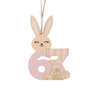 Easter Bunny Wooden Pendant Personalized Name Decor Indoor Home Decoration Style A B C - Product Image 4