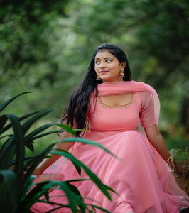 ชุดคุนูต คลอสเซ็ท อาฟเตอร์โกลว์ ปิงค์ อานาร์กาลี กุรตะ สำหรับผู้หญิง ผู้ใหญ่ สไตล์อินเดีย/ปากีสถาน ขนาด 52 นิ้ว ดีไซน์ใหม่ล่าสุด ชุดลำลอง เนื้อผ้านุ่ม - Product Image 6