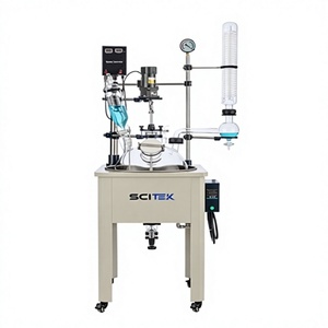 SCITEK 10L Single Layer Glass Reactor for <b>Condensation</b> <b>Vacuum</b> Stirring Reaction Extraction and Separation-OEM Customizable - Product Image 1