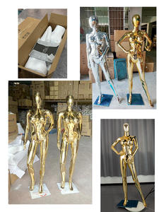 Mannequin de vitrine femme, corps entier, aux formes généreuses, avec poitrine et buste généreux, finitions argentées et dorées, pour vêtements - Product Image 6