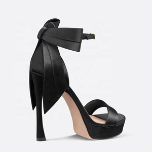 Women's Open <b>Toe</b> Satin Super High <b>Heel</b> Platform Sandals for Summer Night Club Dance - Product Image 4