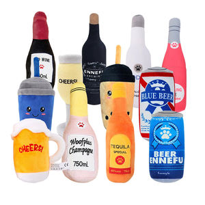 Nuovo Design farcito a forma di bottiglia cane cigolante peluche resistente al morso cane Pet giocattoli da masticare - Product Image 1