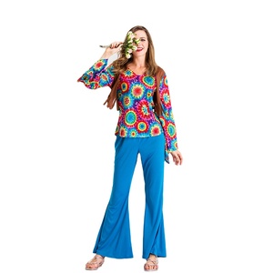 <span class=keywords><strong>Ropa</strong></span> de mujer de carnaval, conjunto de disfraces Hippie para adultos, fiesta de flores de los años 1980, <span class=keywords><strong>ropa</strong></span> de juego de rol, Carnaval - Product Image 4