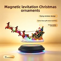Figurine de Père Noël et de rennes en lévitation magnétique en plastique, décor de table de Noël flottant et volant, cadeau