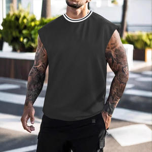 เสื้อกั๊กออกกำลังกายลายทางถักนิตสำหรับฤดูร้อน สไตล์ลำลองเข้ารูปสำหรับผู้ชาย แบบไร้แขน ไหล่กว้าง เหมาะสำหรับการค้าระหว่างประเทศ - Product Image 4