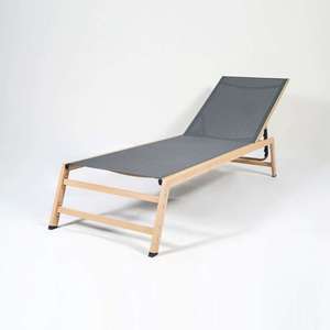 Extérieur Grain de <span class=keywords><strong>Bois</strong></span> Fer Tube Portable Camp Pliable Soleil <span class=keywords><strong>Lit</strong></span> Moderne Jardin Meubles Coastal Beach Chaise Lounge - Product Image 2
