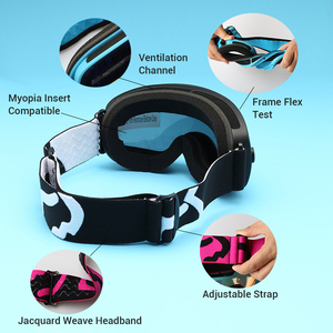 <span class=keywords><strong>Masque</strong></span> de <span class=keywords><strong>ski</strong></span> Aloma à double couche anti-UV avec miroir sphérique pour enfants et adultes, lentille anti-buée et anti-traces de doigts pour les sports de neige en plein air - Product Image 2
