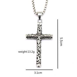 Stainless Steel <b>Cross</b> Pendant Necklace For Men And Women Fashion Asymmetry Geometric Design Gift Jewelry - Product Image 5