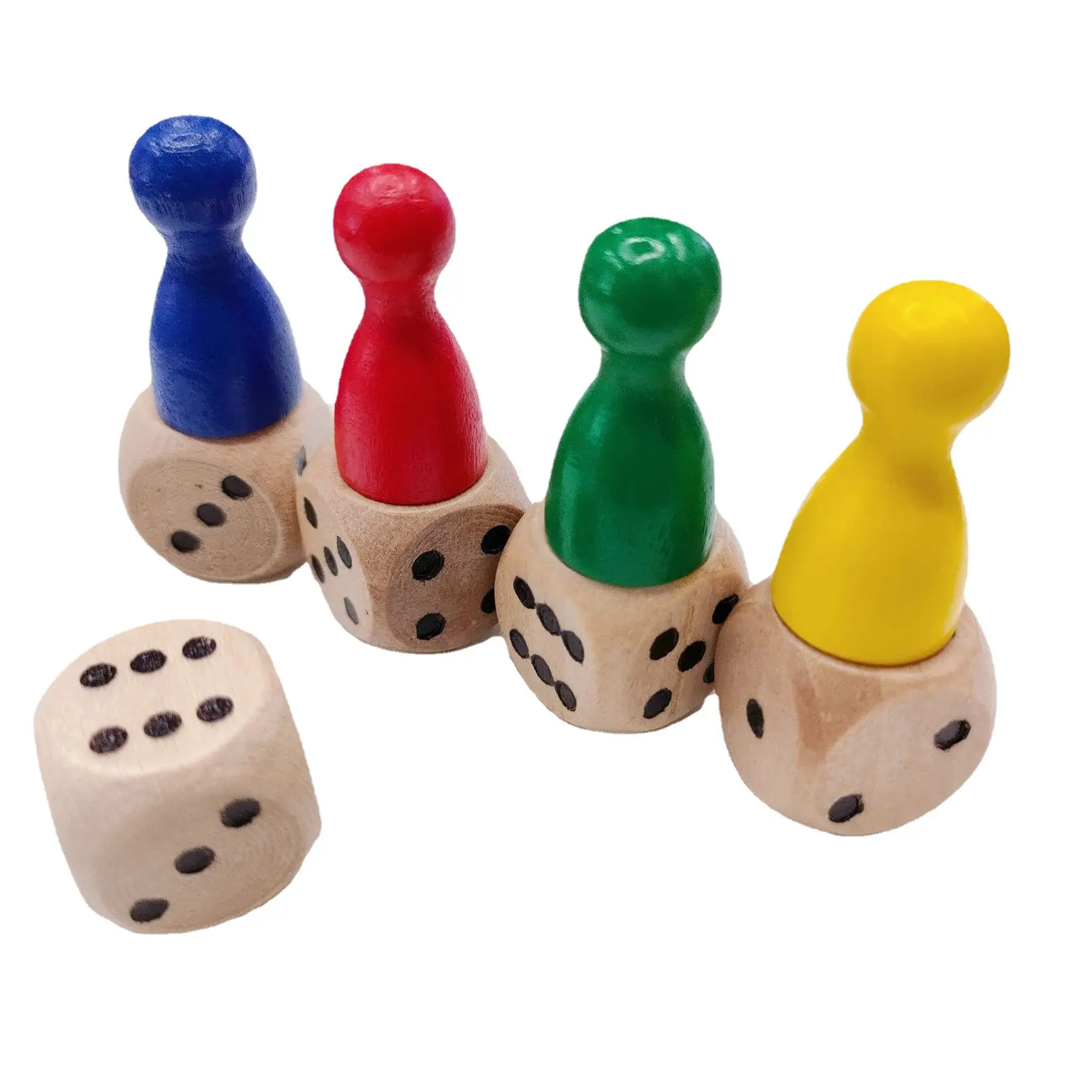 Dés à pattes coniques en bois massif, personnalisés, 12x25mm, échecs volants colorés pour jeu de société, 8 pièces