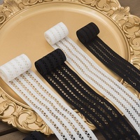 Bande élastique 3,5-7 cm pour vêtements, noir et blanc, sangle en spandex ajourée