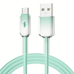1M 2M Transparent Crystal Nylon Braided <b>Cable</b> Type C PD 60W C-C Fast <b>Charging</b> Phone <b>Cable</b> - Product Image 2