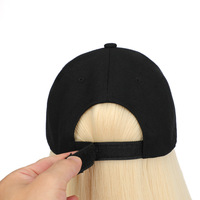 Casquette Perruque Fujia de Grossiste de Haute Qualité, Personnalisée, en Cheveux Synthétiques Bob Courts, Raides et Frisés, Style Casquette de Baseball, Noire