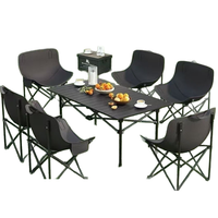 Ensemble de table et de chaises pliantes de camping en plein air, 7 pièces, ensemble de table et de chaises pliantes portables pour les sorties en famille