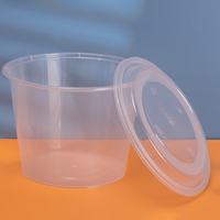 Conteneur alimentaire rond en PP pour plats à emporter, jetable, compatible micro-ondes, avec couvercle, pour usage professionnel en restauration