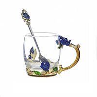 Tasse à thé unique en forme de rose avec couvercle et cuillère, tasse en verre transparent pour cadeau de fête des mères pour femmes avec boîte cadeau exquise