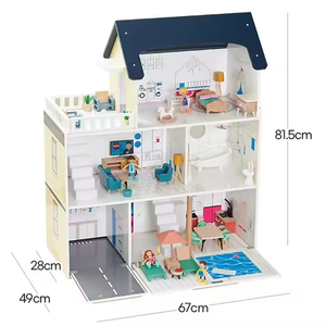 Vente chaude grande maison de poupée à 3 étages Villa maison de jeu petite princesse femme château meubles accessoires jouets éducatifs pour les enfants - Product Image 6