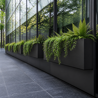 Jardinière murale personnalisée en fer thermolaqué avec corps fermé solide, antirouille, pour mur extérieur et clôture