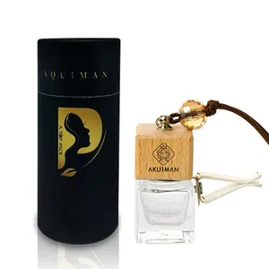 luxury unique car liquid scents empty 10ml diffuser bottle hanging wood car perfume bottle hanging