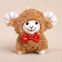 En gros, Porte-clés pendentif mignon en peluche de mouton avec nœud papillon, personnalisable avec logo OEM, peluche douce, mascotte du zodiaque agneau, jouet en peluche pour cadeau