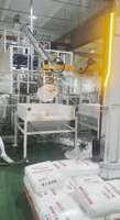 Robot de dépalletisation pour tamis moléculaire, bras robotique, 25 kg/sac, 80 sacs/h, collecte automatique des déchets, PLC, trémie en acier inoxydable, télécommande