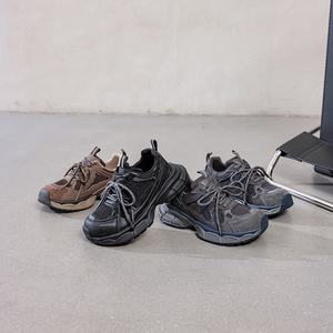 Chaussures de <span class=keywords><strong>papa</strong></span>, chaussures de sport pour femmes, couleurs mélangées, mode rétro, semelle épaisse, sangle augmentant la taille, coupe basse, noir gris - Product Image 3