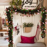 Guirlande de Noël en ornement de Père Noël rouge et vert, idéale pour les fenêtres, les fêtes, la maison et la décoration de l'arbre de Noël - Vente en gros
