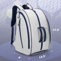 Sac à dos de pickleball avec porte-raquettes, compartiment à chaussures, poche zippée et compartiment pour ordinateur portable, polyester imperméable pour le sport et les voyages