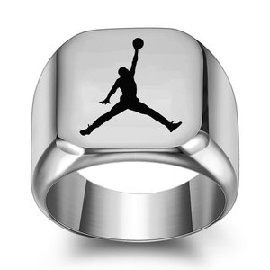 <strong>Jordan</strong> Logo Square Ring 18mm Stainless Steel Unisex Fashion Jewelry Gift - Product Image 3