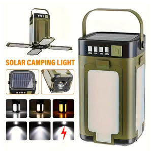 Lanterne de camping LED à énergie solaire avec variateur d'intensité, étanche IP65, batterie au lithium rechargeable, lumière extérieure 5000K lumière du jour - Product Image 1