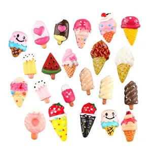 热卖平背冰淇淋设计树脂凸圆形美容手机壳装饰