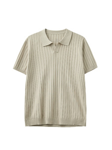 Polo pour homme de haute qualité, texture ajourée, tricoté 12 jauges, manches courtes, col marin, chemises décontractées pour affaires - Product Image 3