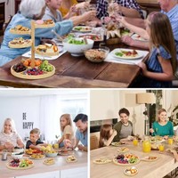 Présentoir à pâtisseries rotatif en bois 5-en-1 détachable et personnalisable pour buffet de nourriture et desserts, outils à gâteaux