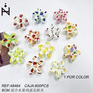 Fermagli per capelli con frutta mista e fiore di uva, 8 cm, in resina, alla moda, per donna - Product Image 1