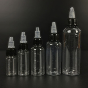 Bouteilles graduées en plastique transparent 10 20 30 50 100 ml avec bouchon compte-gouttes pour mélange d'encre de tatouage et de peinture - Product Image 1