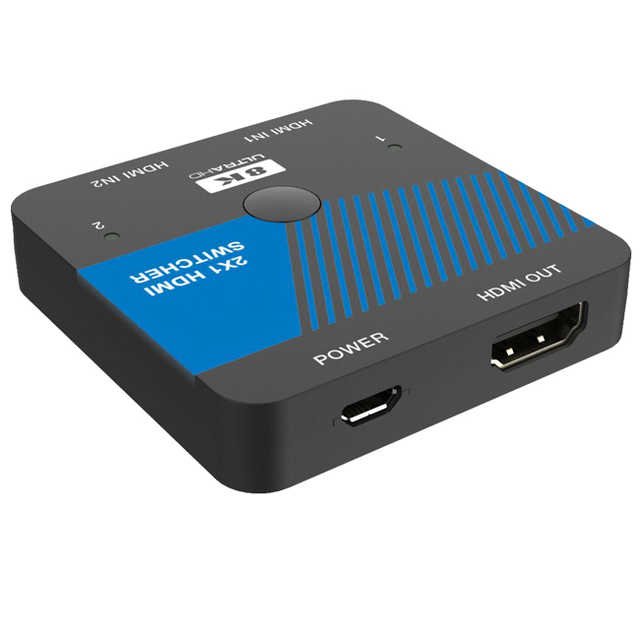 2 in 1 OUT HDMI Switch AUTO-SELECT 8K@60Hz 48Gbps HDMI 2.1 HDCP2.3 for Home Theatre System