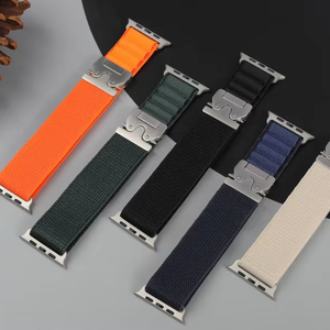 Correas de Reloj de Nailon al por Mayor para <span class=keywords><strong>Apple</strong></span> <span class=keywords><strong>Watch</strong></span> Series 10 46mm 42mm Series 9 8 7 45mm 41mm SE Ultra 2, Correa de Bucle Tejido Suave - Product Image 1