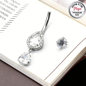 Moda Takıları G23 Titanyum Göbek Piercingleri Kübik Zirkon Taşlı Sallanan Göbek Halkaları Helix Küpe - Product Image 5