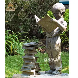 Stunning bronze boy reading book statue for Decor and Souvenirs