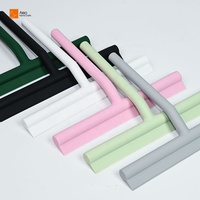 Raclette à vitres en silicone durable et écologique à manche court, profil souple, pour le nettoyage des vitres de voiture, des douches et des sols en plastique