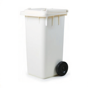 Bidone per Rifiuti 120 L con Pedale e Ruote, Bianco, per Uso Interno ed Esterno - Product Image 2