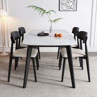 Ensemble table et chaises de salle à manger 4 places en marbre artificiel de style italien pour usage domestique ; design minimaliste pour espaces compacts ; table de salle à manger moderne