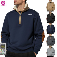 Sweat-shirt de sport décontracté à manches longues pour homme, grande taille, avec logo personnalisé, col mi-zippé et doublure polaire, idéal pour la course et le fitness