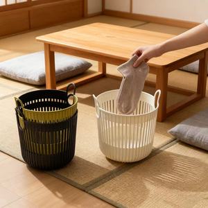Laundry <b>Baskets</b> Round Durable Clothes Organizer Storage <b>Basket</b> For Bathroom Household Use - Product Image 2
