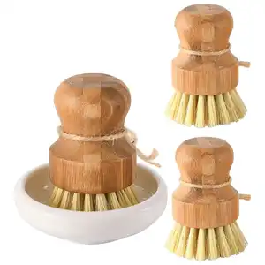 Natural Sisal Cleaning Dish Bottle Pot Brush Cleaning Brush Pot Kitchen Dish Washing Brush